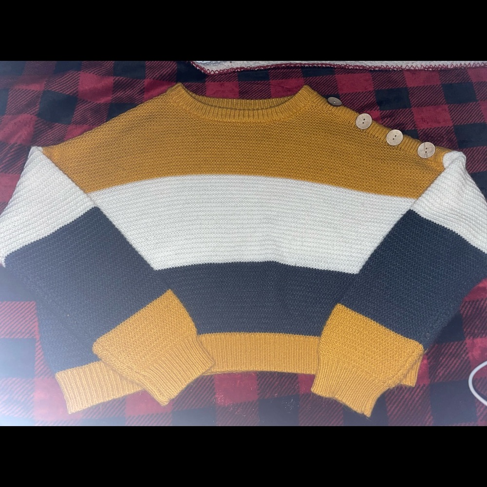 Horizontal Stripped Cropped Sweater